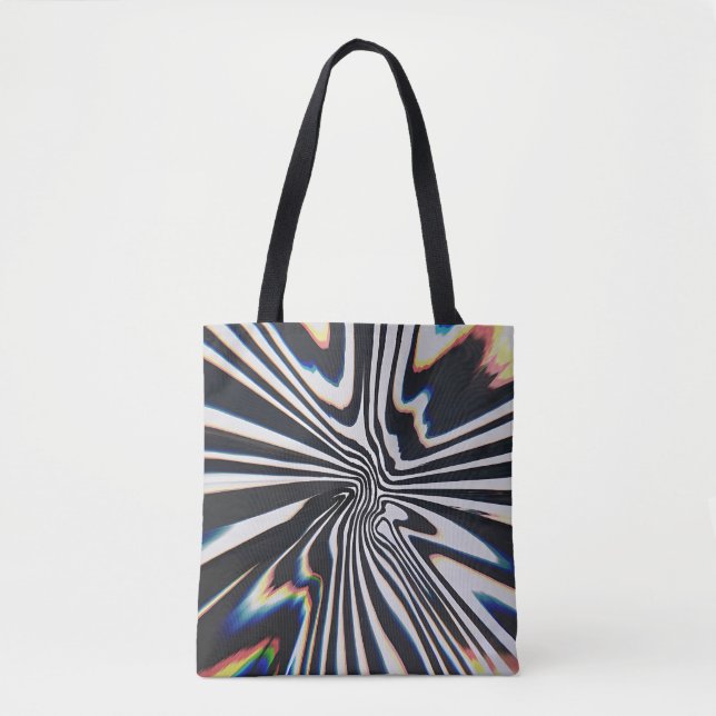 Bolsa Tote Prisma de Arte de Linha Distorcida com Efeito Glit (Frente)