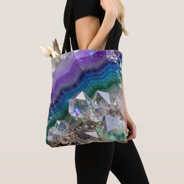 Bolsa Tote Prismatic Quartz Fusion Vibrant Crystal Design (Close Up)