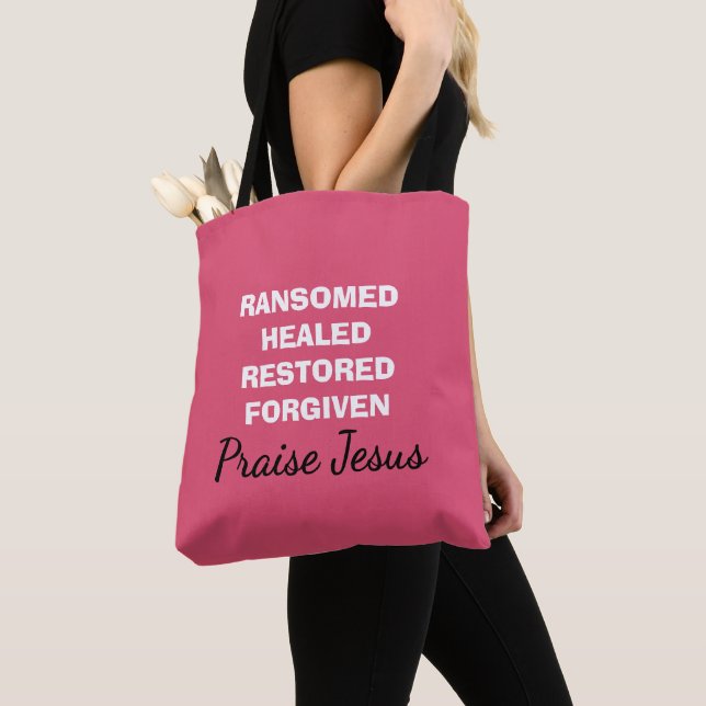Bolsa Tote Prisor rosa personalizado: JESUS Christian (Close Up)