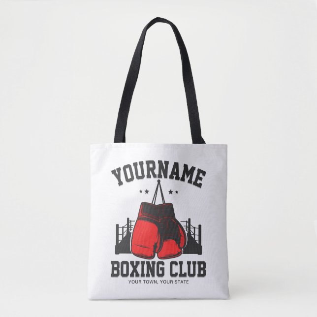 Bolsa Tote Pro Boxer ADD NAME - Luvas vermelhas Formação em A (Frente)