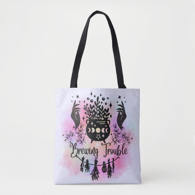 Bolsa Tote Problemas de Criação: Design Mischievous Witchy (Frente)