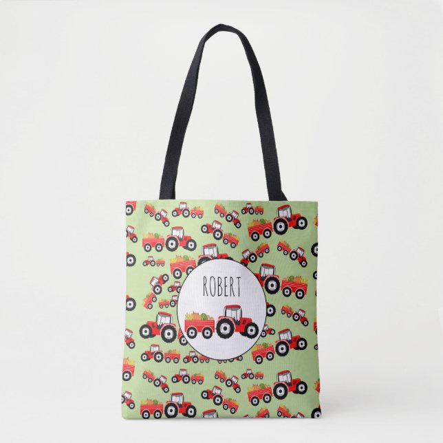 Bolsa Tote Produto de Fazenda de caminhão com trator vermelho (Frente)