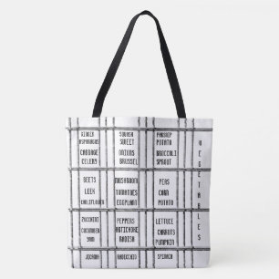 Bolsa Tote Produtos hortícolas em preto e branco