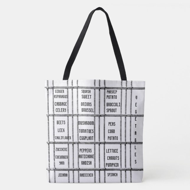 Bolsa Tote Produtos hortícolas em preto e branco (Frente)
