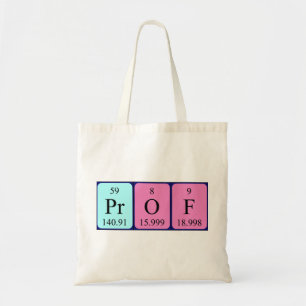 Bolsa Tote Prof. saco de toques com nome de mesa periódico
