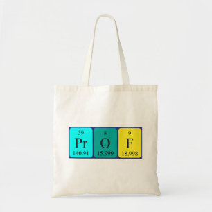 Bolsa Tote Prof. saco de toques com nome de mesa periódico