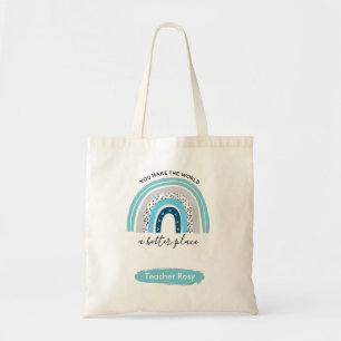 Bolsa Tote Professor Arco-Íris Tote Bags Boho Blue Personaliz