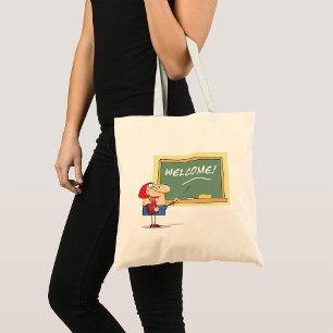 Bolsa Tote Professor Cartoon Engraçado Bem-vindo de Volta à E
