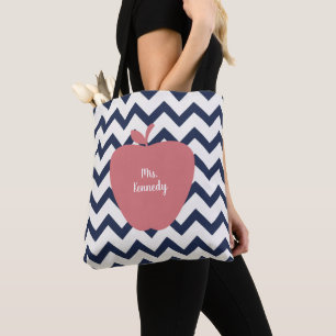 Bolsa Tote Professor coral de Chevron Apple do marinho