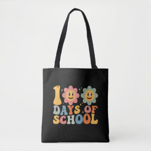 Bolsa Tote Professor Crianças Retro Groovy 100 Dias de Escola