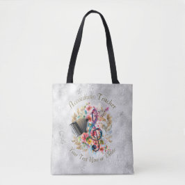 Bolsa Tote Professor de Acordeão Personalizado Colorido Music