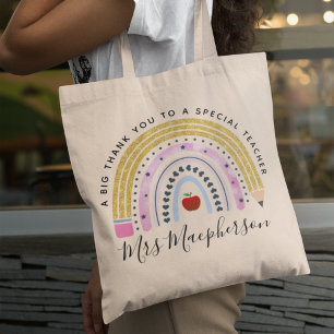Bolsa Tote Professor de Arco Arco-Íris Moderno Obrigado Prese