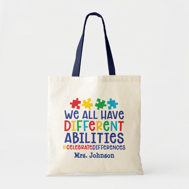 Bolsa Tote Professor de Autismo Inspiracional Personalizado (Frente)