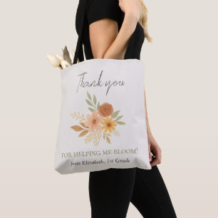 Bolsa Tote Professor de Boho Floral Watercolor Obrigado