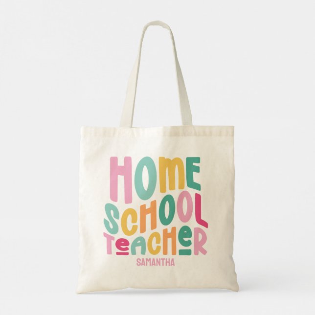 Bolsa Tote Professor de Ensino Domiciliar | Design de Texto C (Verso)