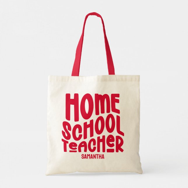 Bolsa Tote Professor de Ensino Domiciliar | Design de Texto V (Verso)