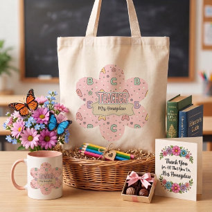 Bolsa Tote Professor de Letras Rosa  Padrão Escolar 