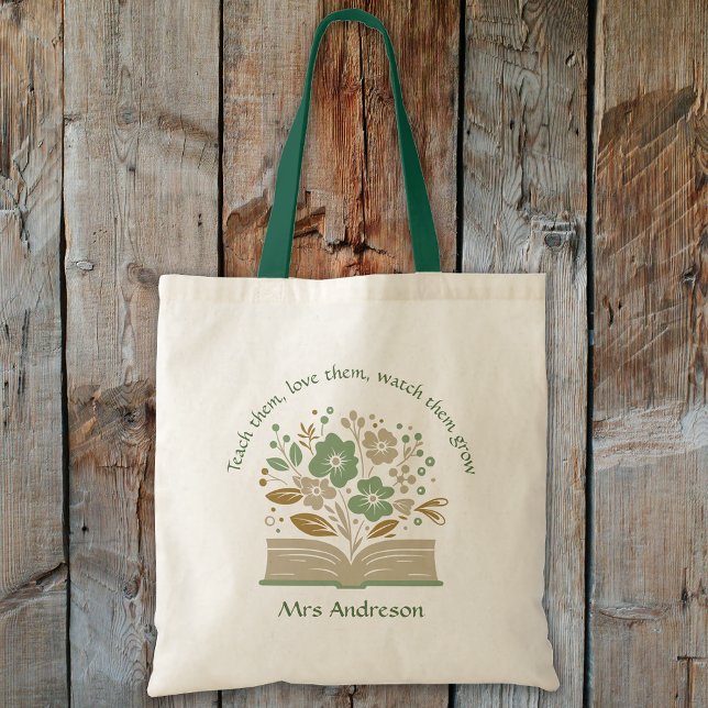 Bolsa Tote Professor de Livro das Flores Modernas Obrigado Pr (Modern Flower Book Teacher Thank You Gift Tote Bag)