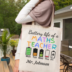 Bolsa Tote Professor de Matemática Engraçado Vida da Bateria