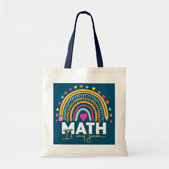 Bolsa Tote Professor de Matemática Rainbow Leopard Math É Meu (Frente)