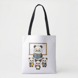 Bolsa Tote Professor de Panda e Estudantes de Cartoon Bonito