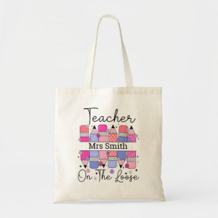 Bolsa Tote Professor Divertido Nos Lápis Púrpura Rosa Perdido