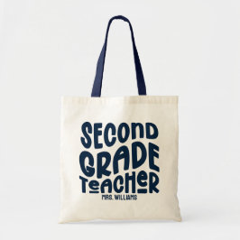 Bolsa Tote Professor do 2º Ano Design de Tipografia Azul Escu