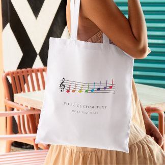 Bolsa Tote Professor Elegante de Notas de Música do Arco-Íris