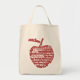 Bolsa Tote Professor em todas as línguas Red Apple