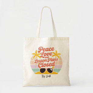 Bolsa Tote Professor Engraçado Personalizado Verão Paz Amor