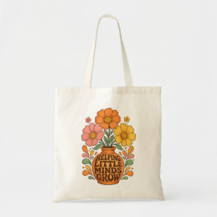 Bolsa Tote Professor Floral Retro Ajudando Pequenas Mentes a