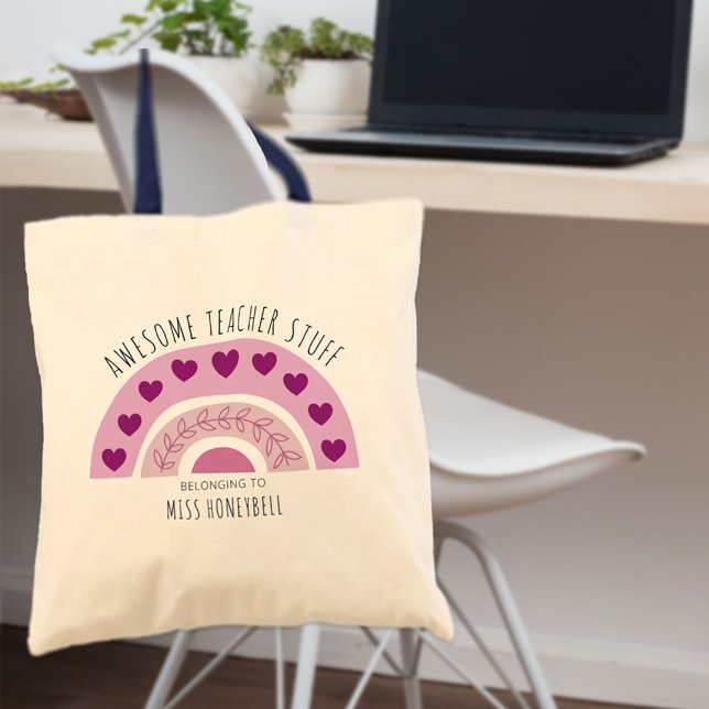 Bolsa Tote Professor Incrível Coisa Boho Arco-Íris Personaliz (Criador carregado)