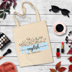 Bolsa Tote Professor Personalizado de Inglês Whimsical Wildfl
