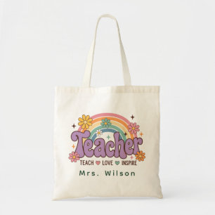 Bolsa Tote Professor Personalizado de Margarida Retro Arco-ír