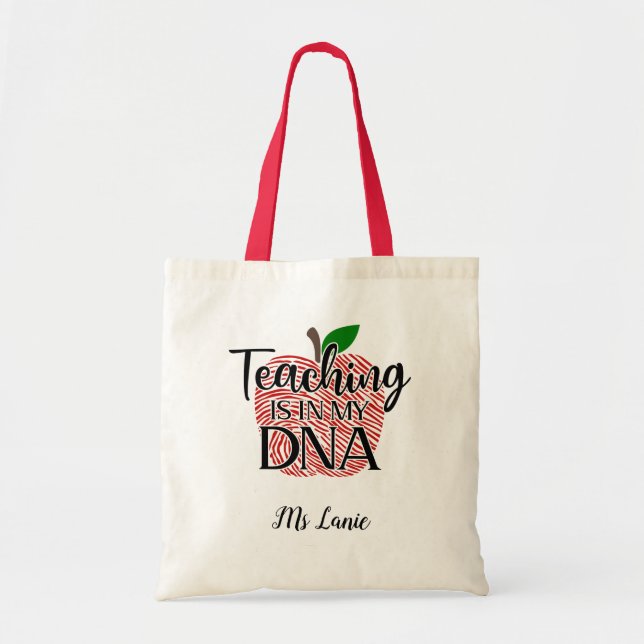 Bolsa Tote Professor Personalizado (Ensino está no meu DNA) (Frente)