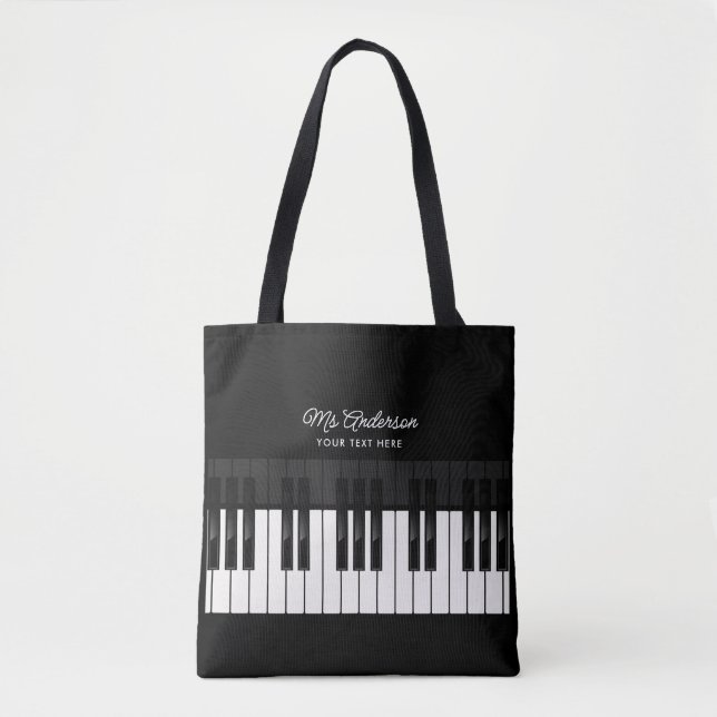 Bolsa Tote Professor Piano/Jogador Nome Personalizado e Músic (Frente)