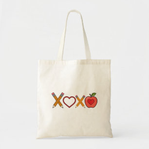 Bolsa Tote Professor XOXO Dia dos Namorados Lápis e Maçã