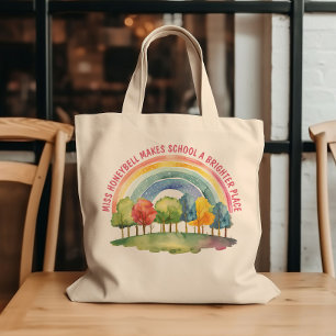 Bolsa Tote Professora Apreciação Floresta Arco-Íris Brighter 