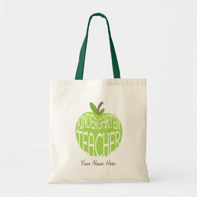 Bolsa Tote Professora Bag do jardim de infância - Apple verde (Frente)