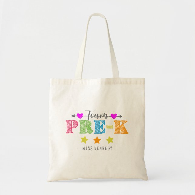Bolsa Tote Professora Colorida de Trendy, Pré-K da Equipe (Frente)