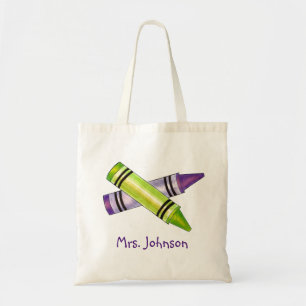 Bolsa Tote Professora de Arte Personalizada Crayons Artista G