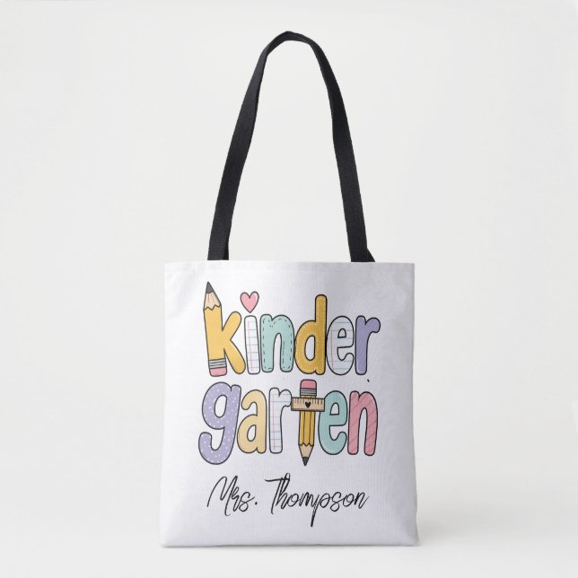 Bolsa Tote Professora de Jardim de Infância Personalizada Nom (Frente)