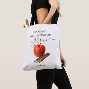Bolsa Tote Professora De Maçã De Aquarela - Obrigado, Present