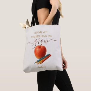 Bolsa Tote Professora De Maçã De Aquarela - Obrigado, Present