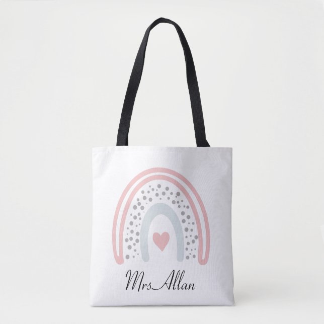 Bolsa Tote Professora personalizada do arco-íris Boho (Frente)