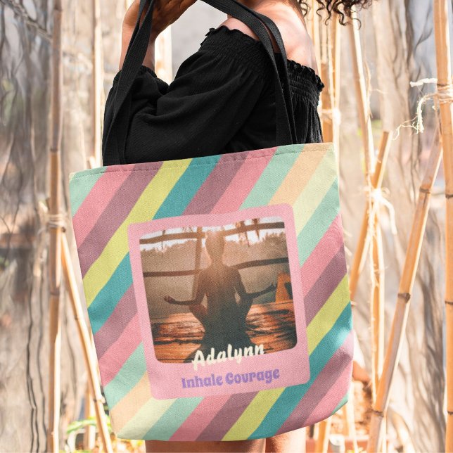 Bolsa Tote Professora personalizada do Yoga Lover Mamãe Dotad (Personalized Yoga Lover Teacher Mom Women Gift)