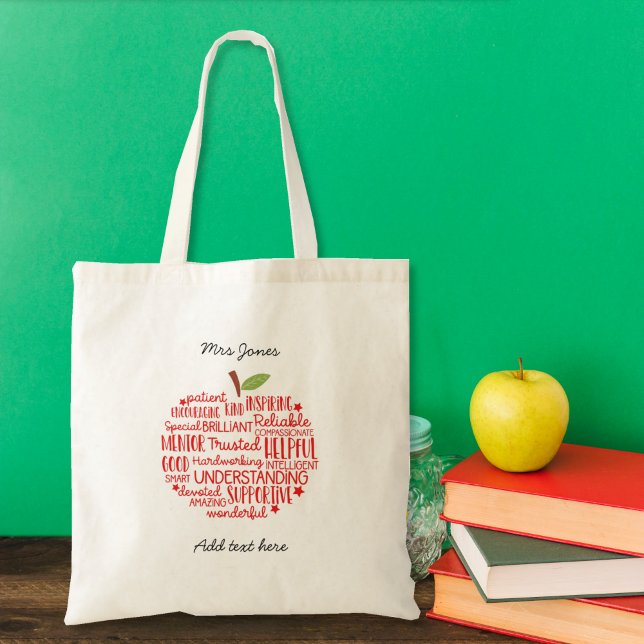 Bolsa Tote Professora Red Apple obrigado sua nuvem (Criador carregado)