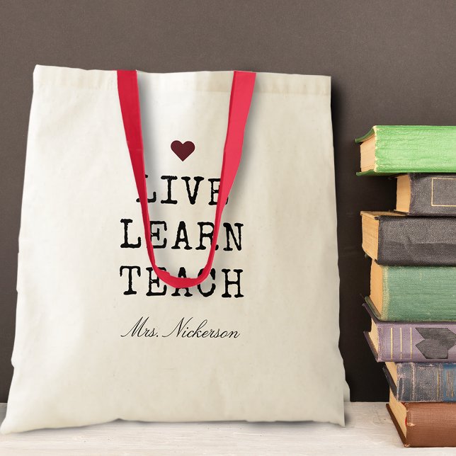 Bolsa Tote Professores Ao Vivo Aprendem Ensino Coração (Criador carregado)