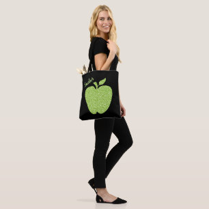 Bolsa Tote Professores de Maçã Impressa de Leopardo Verde