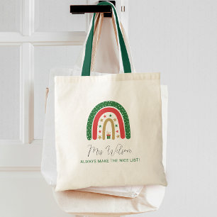 Bolsa Tote Professores do Natal Lista Legal Arco-íris